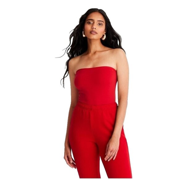 A New Day Solid Red Slim Fit Non Slip Tube Top w/ Liner -- Women's Size Small - Picture 1 of 4